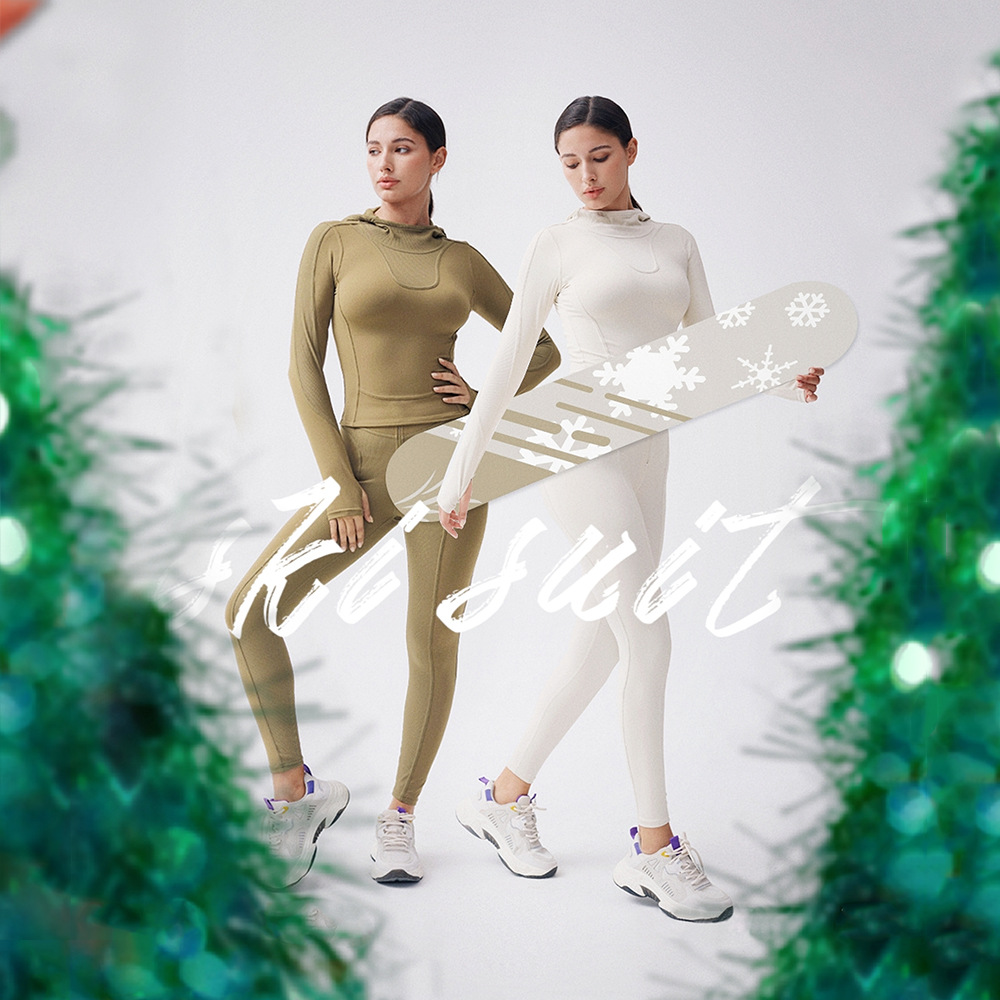 女士长袖套头衫户外健身服衣跑步运动上衣瑜伽速干连帽滑雪服