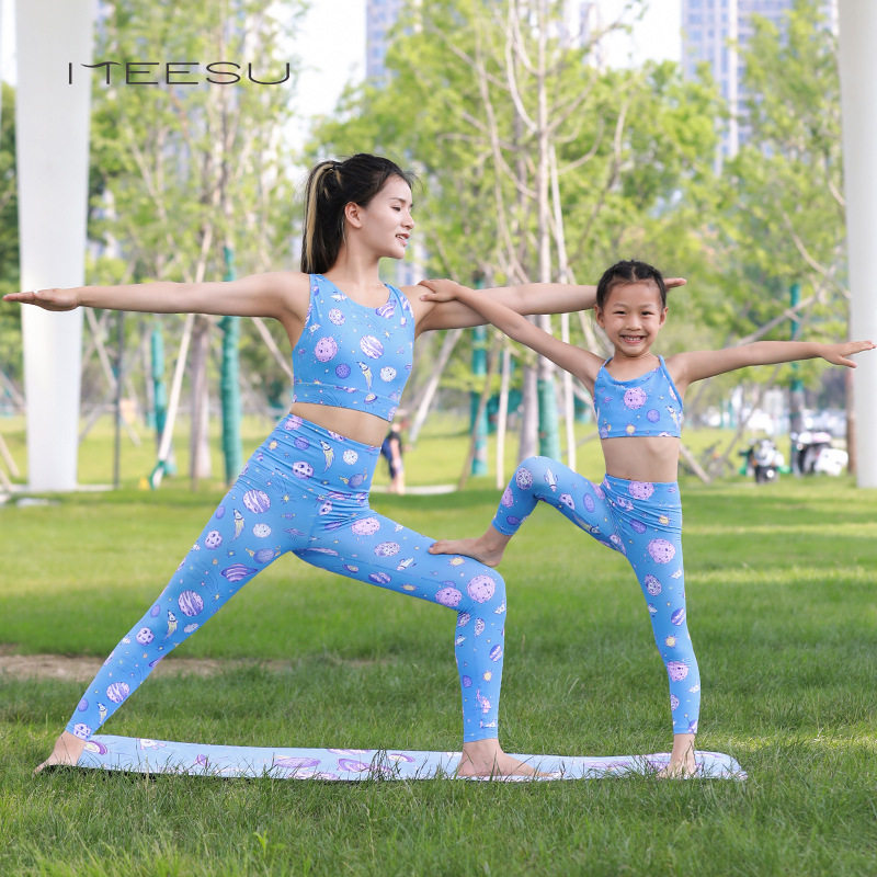 美愫亲子瑜伽服套装吊带背心母女时尚修身健身裤女童瑜伽服舞蹈服