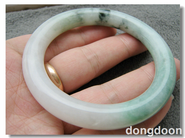 【dongdoon】天然A货翡翠绝美初春龙井半绿糯种厚装圆镯手镯  56