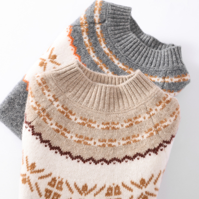 2025年新款儿童100%纯羊毛衫加厚