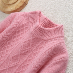 重工100%纯羊毛衫男女童加厚针织打底衫秋冬新款中大童保暖毛衣