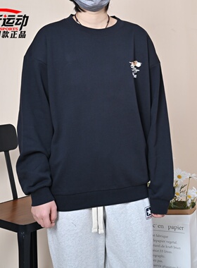 匡威Converse新款男女滑板小狗休闲卫衣黑色百搭套头衫UCJ420-GHM