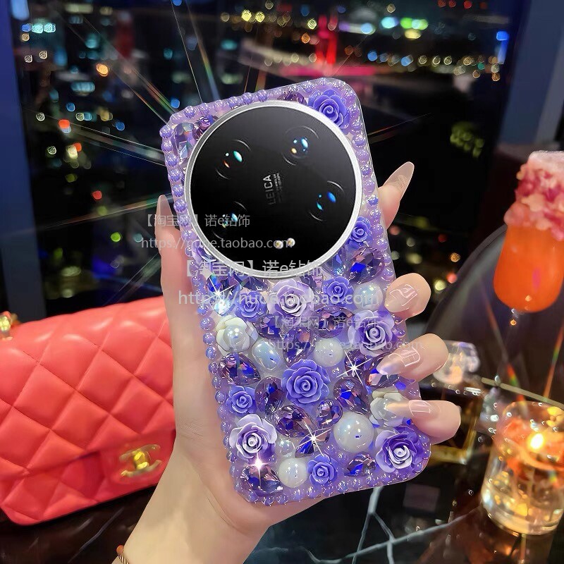 珍珠花朵适用小米15ultra手机壳满钻女新款15u的保护套奢华水钻14ultra全包防摔xiaomi15高级感15Pro硅胶外壳