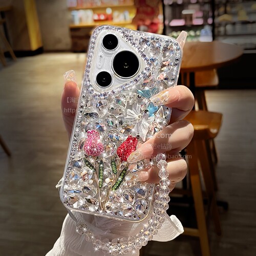闪钻玫瑰花适用华为Pura70Ultra手机壳p50pro透明软套p70防摔p60pro+保护Pura80女爆款30奢华p40新品潮