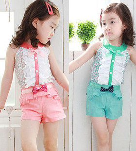 热卖女童夏装套装两件套短裤夏天儿童装夏季6衣服7中大童8韩版9岁