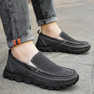 回力运动鞋男一脚蹬帆布鞋卡其色 无鞋带休闲爷爷男鞋防滑跑步鞋