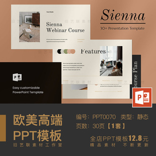 PPT模板 高端莫兰迪极简时尚文艺简约清新家居室内设计艺术作品集