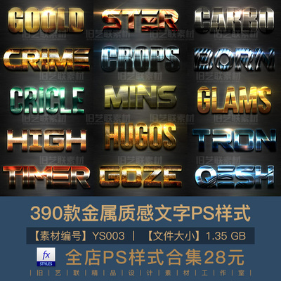 PS字体图层样式金属质感3D科幻效果PSD海报文字特效设计素材YS003