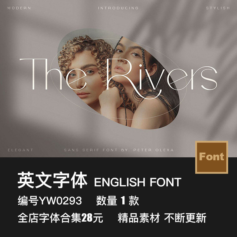 现代纤细时尚简约优雅女性品牌logo化妆品杂志排版标题ps英文字体