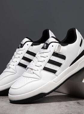 2025新款春季休闲板鞋男韩版潮高级感潮流百搭三道杠情侣小白潮鞋