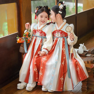 2025新款曹县汉服女童儿童国风超仙古风加绒连衣裙冬季襦裙拜年服