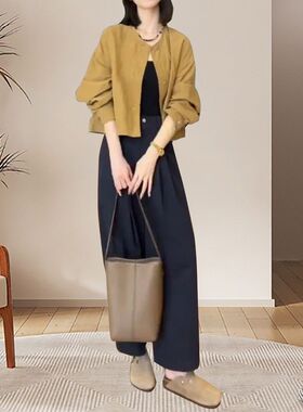 24717大爱美依缘2024秋季新款韩版长袖宽松减龄外套时尚阔腿裤女