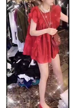 22355大爱美依缘2024春夏新款洋气荷叶边宽松无袖时尚连衣裙女