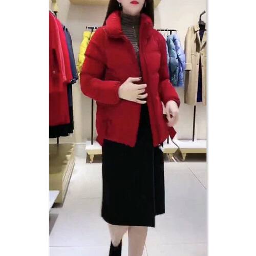 88091大爱美依缘2024冬季新款红色棉服女时尚宽松保暖洋气棉衣潮