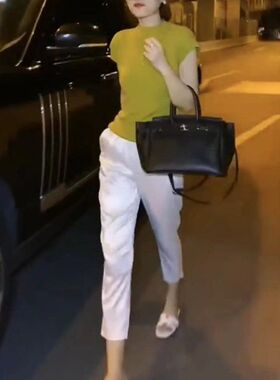 21129大爱美依缘2025夏季新款纯色修身短袖T恤时尚九分小脚裤女装