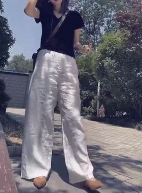 25563大爱美依缘2025夏季新款黑色V领短袖T恤直筒休闲阔腿裤时尚