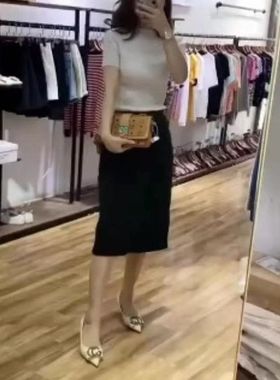 00378大爱美依缘2025夏季新款时尚短袖修身T恤高腰包臀半身裙显瘦