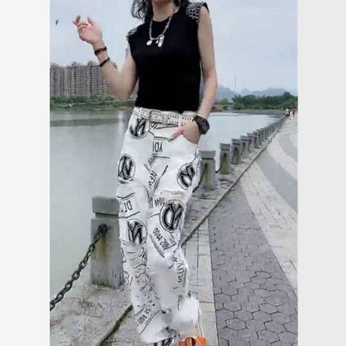 L222大爱美依缘2024夏季新款无袖背心t恤上衣女休闲裤两件套显瘦