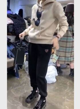 发282秋季新款2025韩版时尚连帽长袖猫咪卫衣小脚裤卫裤休闲女装