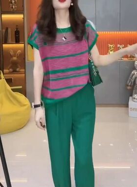 25159大爱美依缘2025夏季新款小个子宽松短袖T恤休闲阔腿裤显瘦女