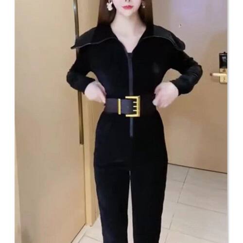 88161大爱美依缘2024春秋新款时尚长袖连体裤送腰带修身显瘦女潮