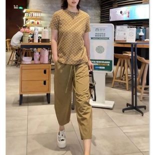 显瘦时尚 22700大爱美依缘2025新款 套头T恤休闲九分裤 印花短袖 韩版