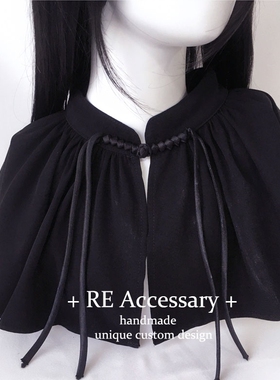 亚文化蕾丝披肩日系量产型假领lolita哥特立领黑白色