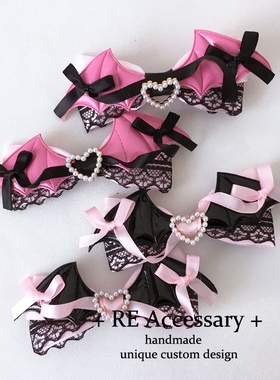 亚文化少女黑粉蕾丝蝴蝶结发夹lolita头饰y2k甜酷少女双马尾边夹
