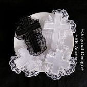 Broken bone原创朋克白哥特原宿蕾丝十字架边夹亚文化头饰配饰