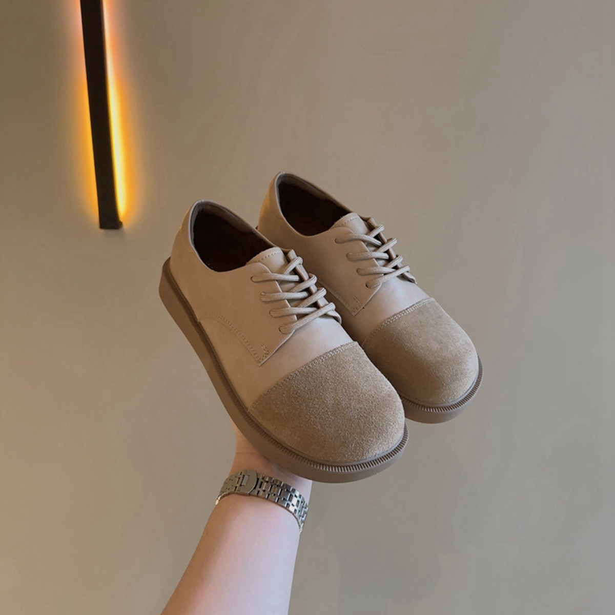 丑魅儿复古圆头勃肯鞋女2023新款真皮厚底软底丑萌鞋森系豆豆鞋