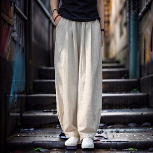 女秋冬季 太极裤 高端苎麻裤 宽松灯笼裤 子加绒加厚休闲裤 棉麻阔腿裤