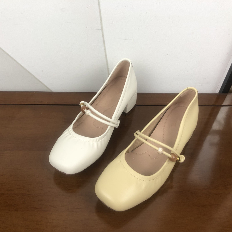 商场撤柜断码女鞋2025秋新款时尚休闲粗跟方头浅口玛丽珍鞋女单鞋