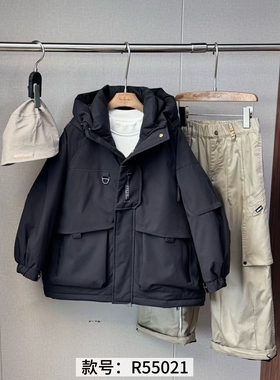 牛哆哆童装2025冬装新款男女中大童连帽冲锋衣羽绒服外套55021