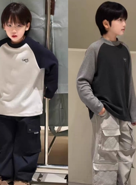 牛哆哆童装2025冬款男女童插肩袖德绒打底衫圆领暖身T内搭55615