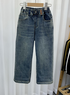 牛哆哆童装冬季新款儿童直筒牛仔裤薄绒百搭男女童长裤95390