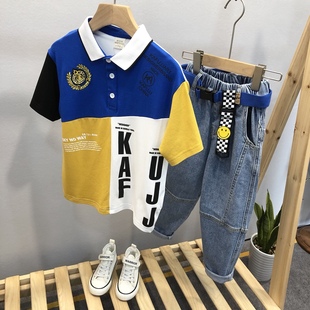 t恤中大童儿童短袖 卡芙恰恰夏新款 T恤3317 男童翻领POLO衫 童装
