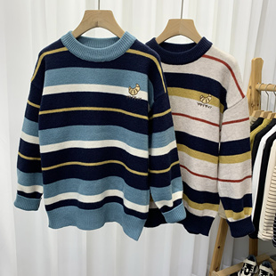 卡芙恰恰新款男童毛衣秋冬款儿童条纹针织衫毛线衫打底衫6812
