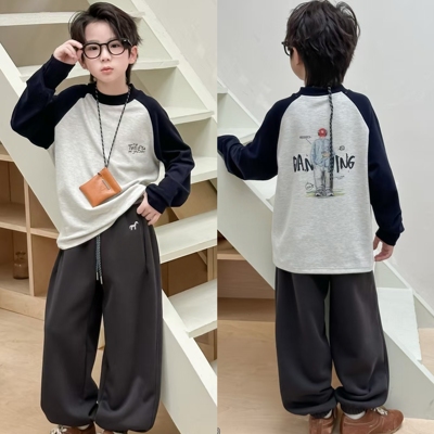 牛哆哆童装2025冬款男女童插肩袖德绒打底衫圆领暖身T内搭29080