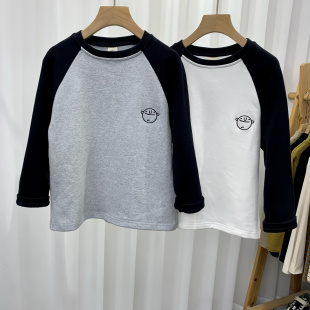 棉662 男女中大童拉绒T恤儿童磨毛打底衫 卡芙恰恰童装 24秋冬新款