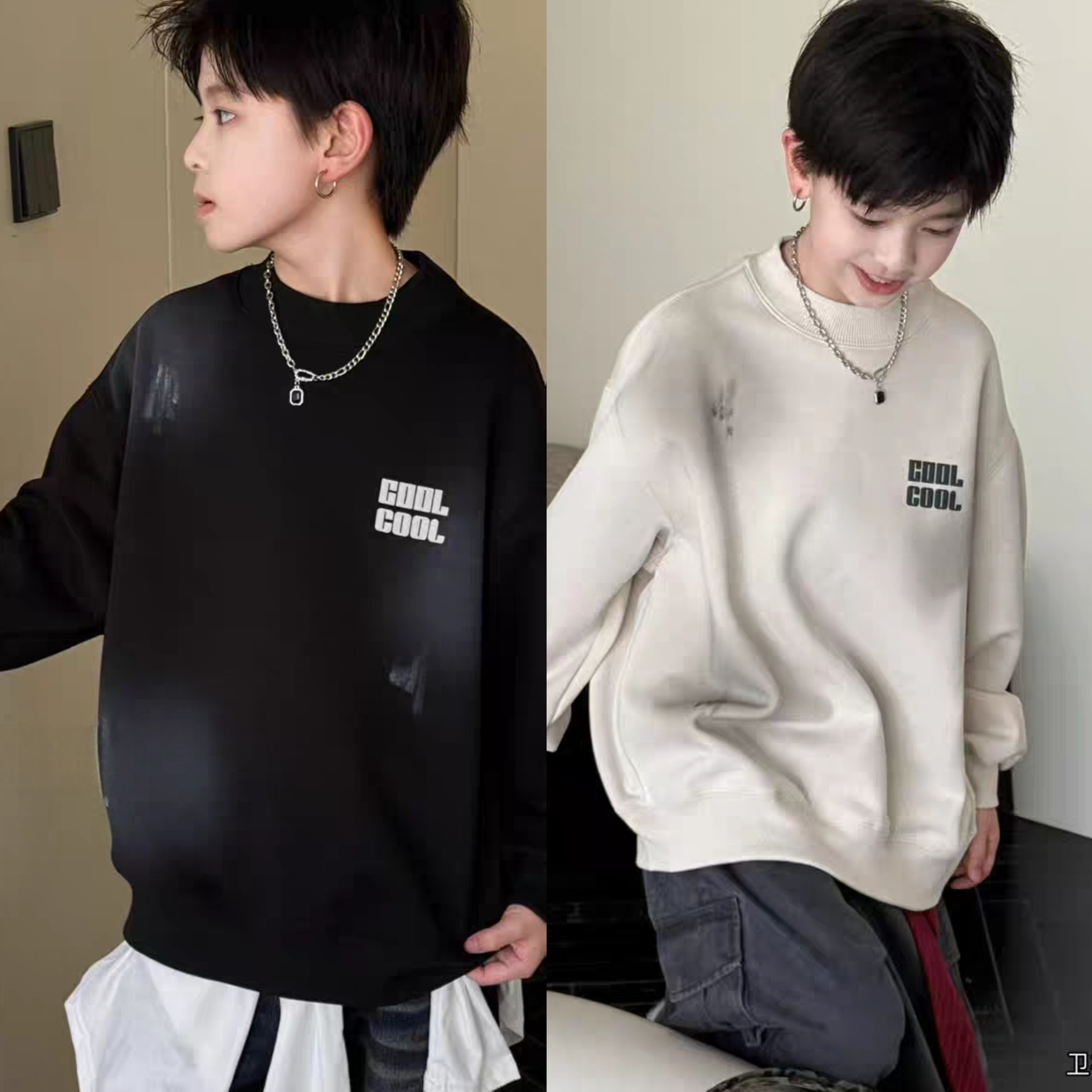 牛哆哆童装2025冬儿童韩版一体绒卫衣男女童字母洋气套头衫76216