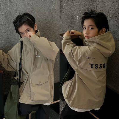 牛哆哆童装秋新款ins潮儿童夹克衫连帽外套男女童冲锋衣68131