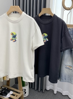 大E小e童装夏装新款韩版男女童时尚卡通图案纯棉短袖T恤8202