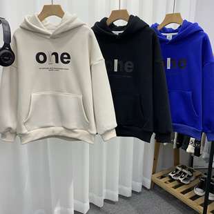 男女童一体绒连帽卫衣中大童上衣潮6682 韩版 卡芙恰恰冬季 新款
