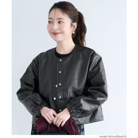 出口日本原单正品2026秋季新款女士时尚休闲百搭宽松舒适纯色外套,女装/女士精品,皮衣,淘宝优惠券,粉丝福利购,淘宝优惠卷