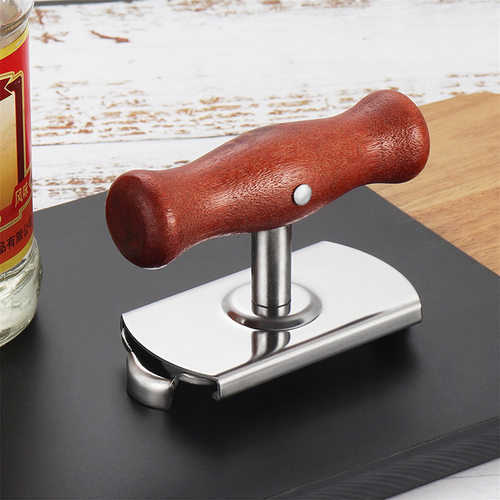 一件包邮厂家直发不锈钢拧盖器木柄自适应大小厨房开瓶器开罐器