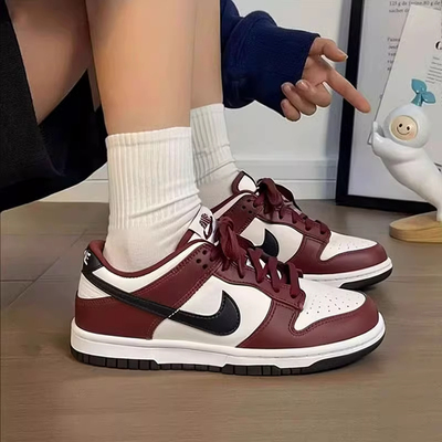 NIKE耐克正品女鞋休闲鞋25春季新款婚鞋运动鞋酒红DUNK板鞋女