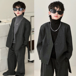 帅气潮童装儿童西装二件套 2025韩版新款男童西服套装礼服演出服