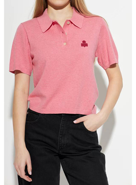 2026春夏新款法式IS短袖上衣T恤POLO翻领棉毛针织短款刺绣甜美3色