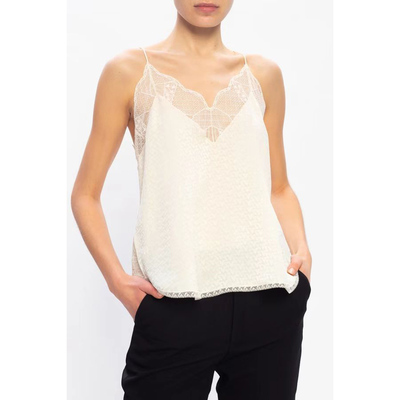 蕾丝拼接V领吊带性感背心