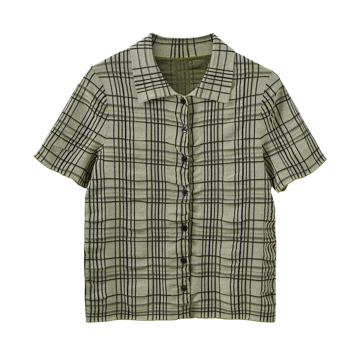C家女装 修身版型格纹提花衬衫绿色2026春季新品1327638001
